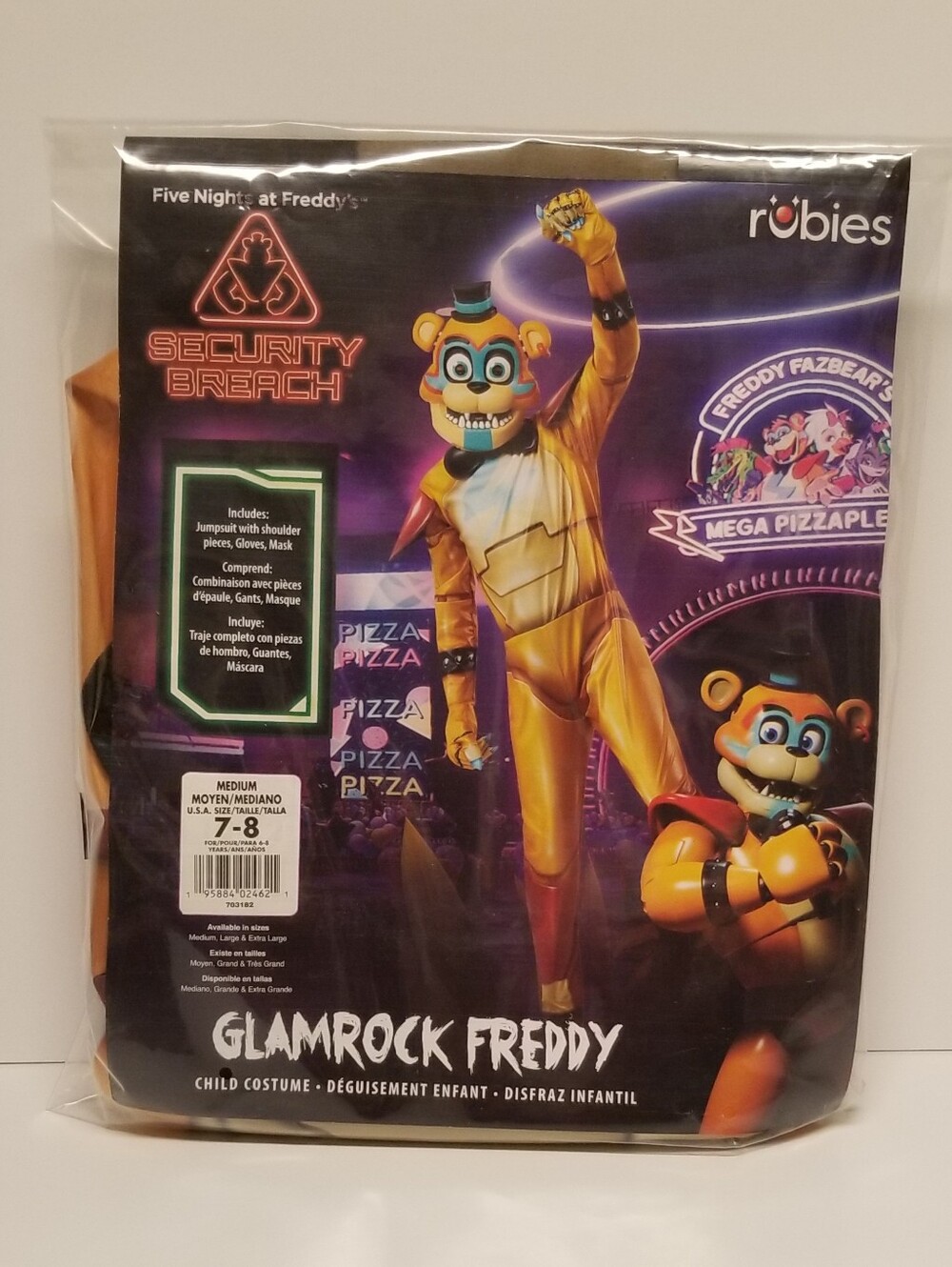 Brand New Five Nights at Freddy's Glamrock Freddy Kids Costume Youth Medium 7-8